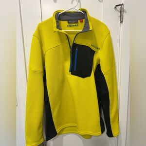 Spyder Men’s Neon Yellow Half Zip Ski Jacket Waffle Exterior Fleece Interior